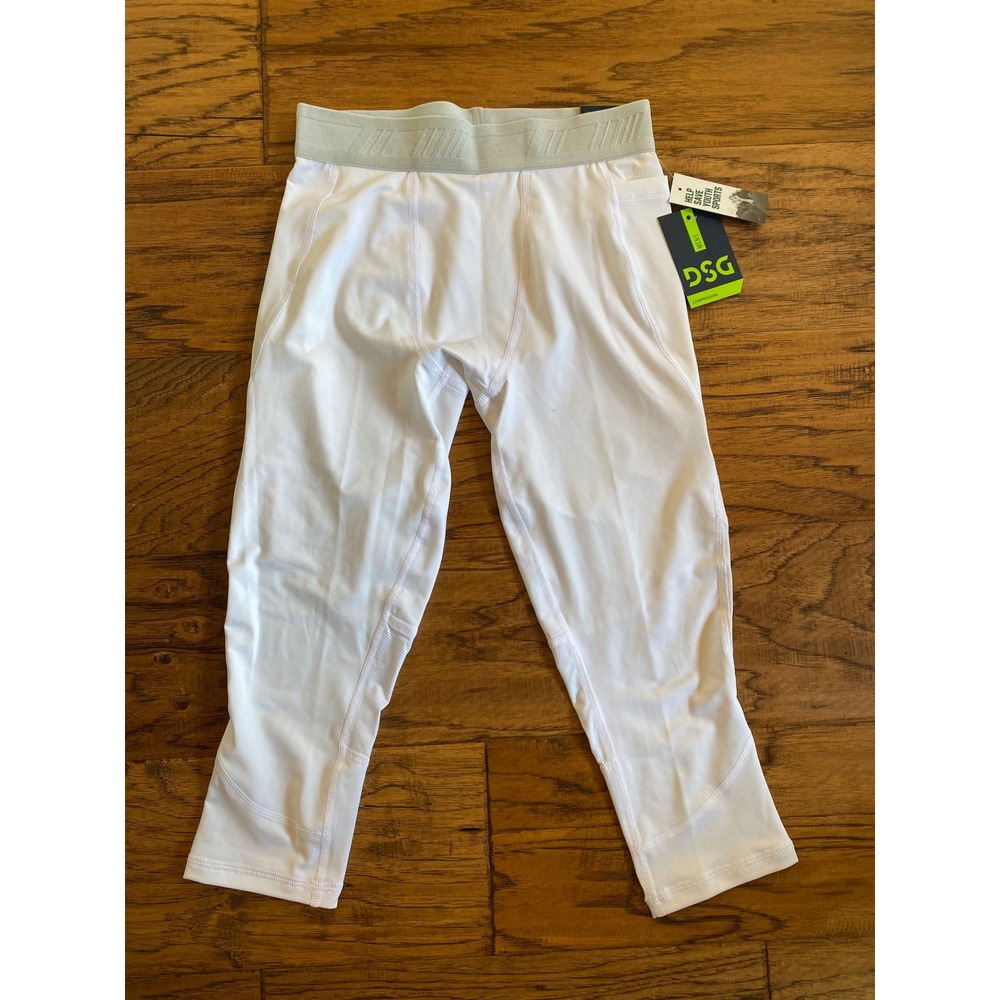 DSG Mens Compression Tights 3/4 Length White Athletic Base Layer‎ Pants NWT